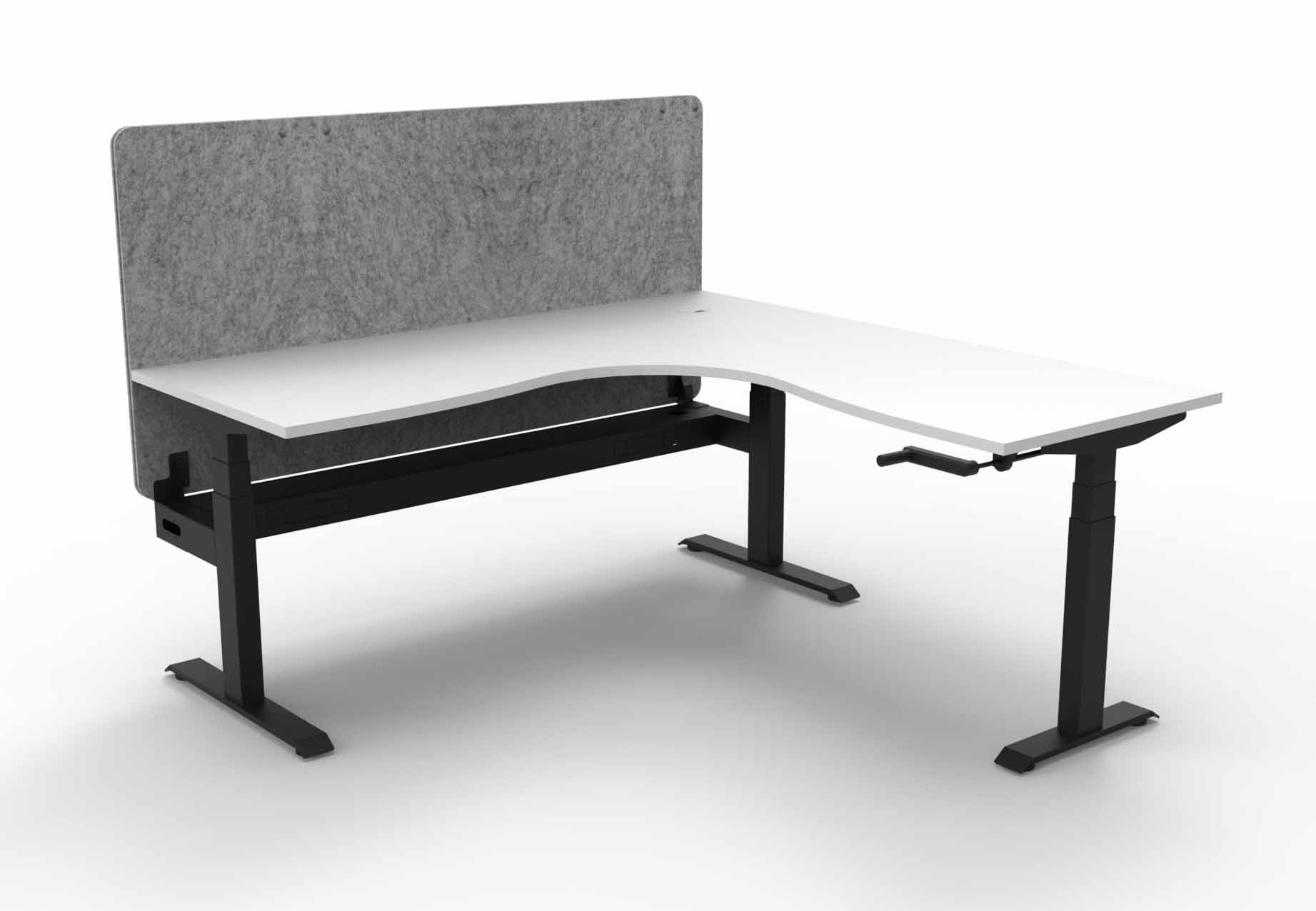 Boost Crank Manual Sit-Stand Corner Workstation with Cable Tray and Eco Screen